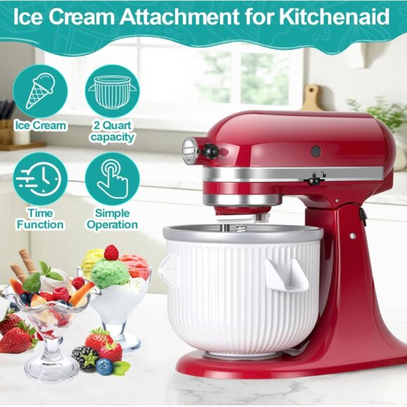Ice Cream Maker Attachment for KitchenAid Stand Mixer 4.5 Quart - Picture 7 of 8